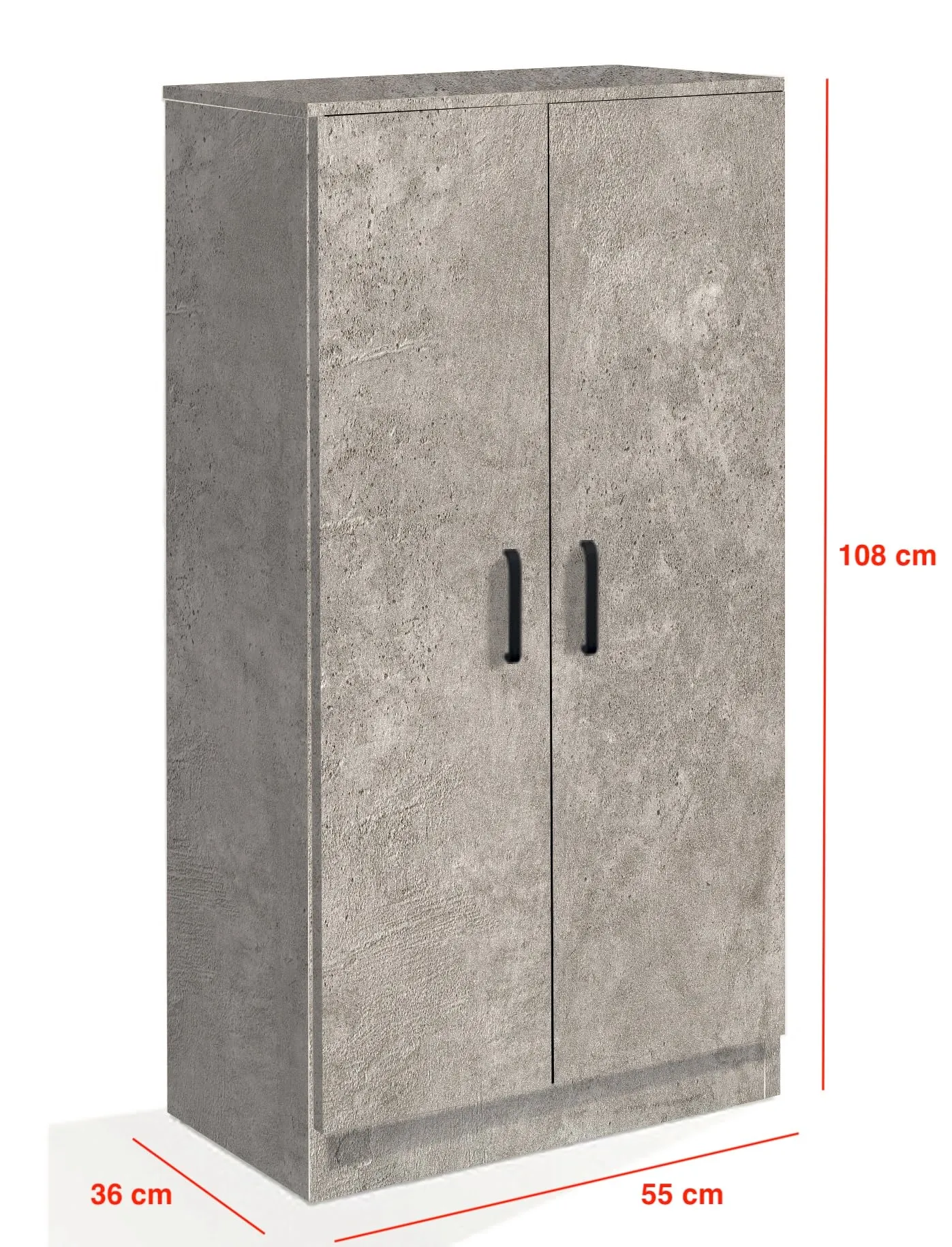 eacommerce Mobile Armadio Multiuso in Legno Scarpiera 2 Ante 6 Ripiani 55x36x108H cm (Cemento) - immagine 3