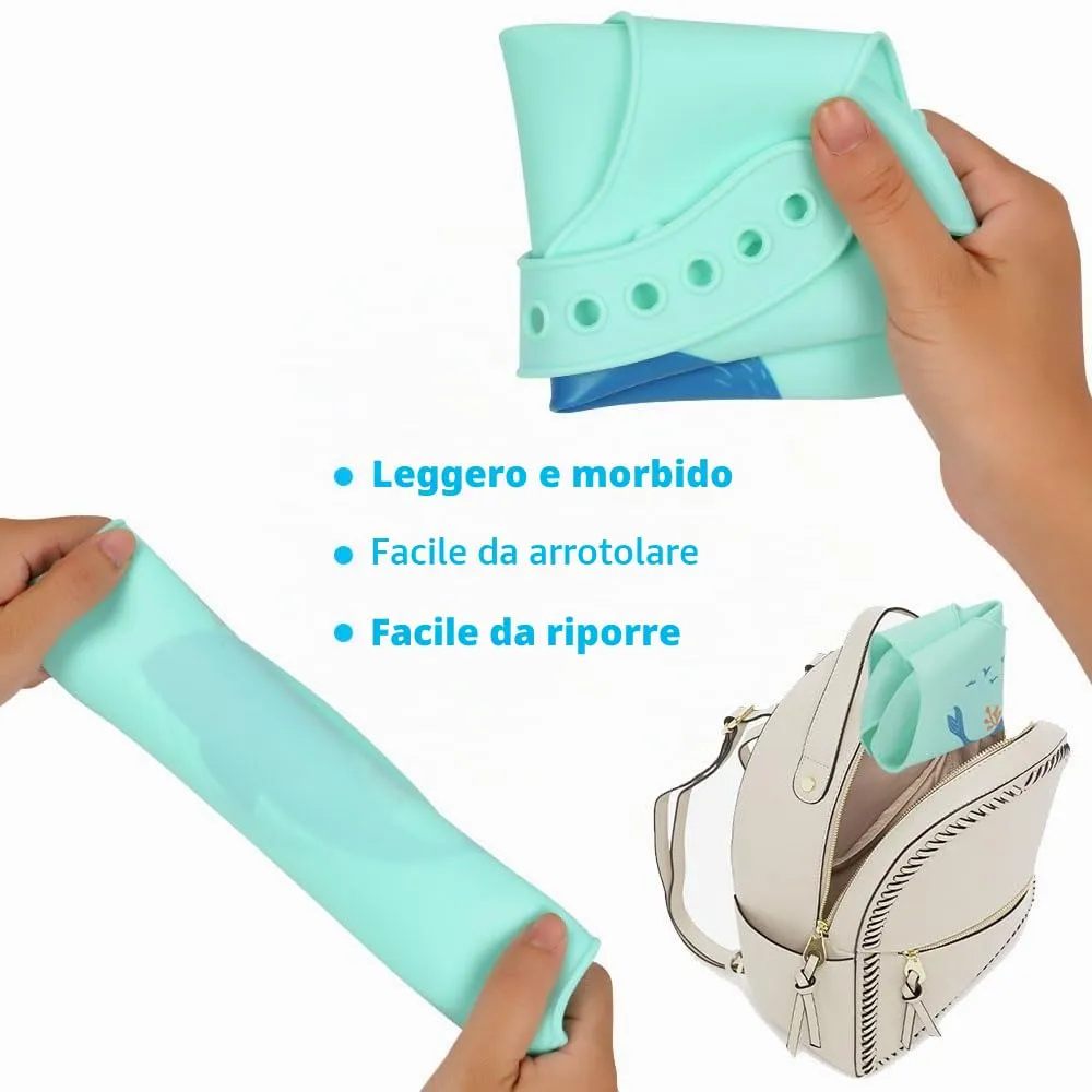 Vicloon Bavaglini in Silicone con Vaschetta di Raccolta, 6 Pulsanti Regolabili, Senza BPA, Elefante e Balena (Set da 2) - immagine 4