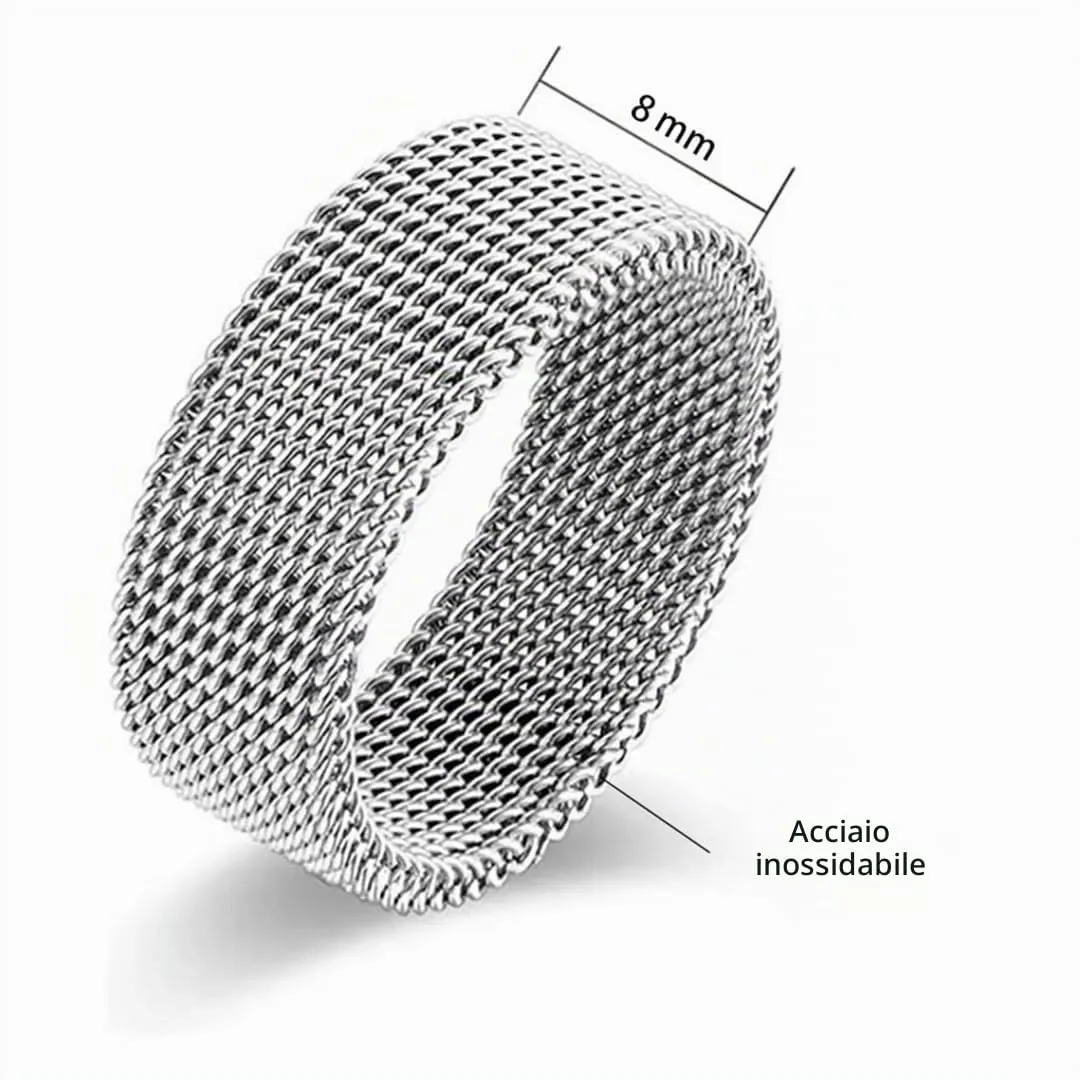 Cadoline Anello da uomo in acciaio inossidabile a maglie, 8 mm, Nero, Taglia 10 - immagine 6
