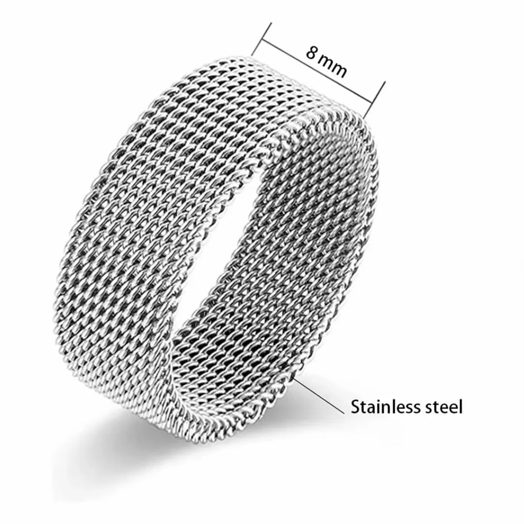 Cadoline Anello da Uomo in Acciaio Inossidabile a Maglie, 8 mm, Oro, Taglia 9 - immagine 6