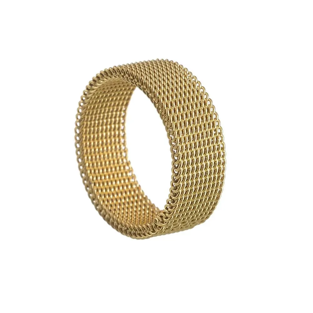 Cadoline Anello da Uomo in Acciaio Inossidabile a Maglia, 8 mm, Oro, Taglia 11 - immagine 1