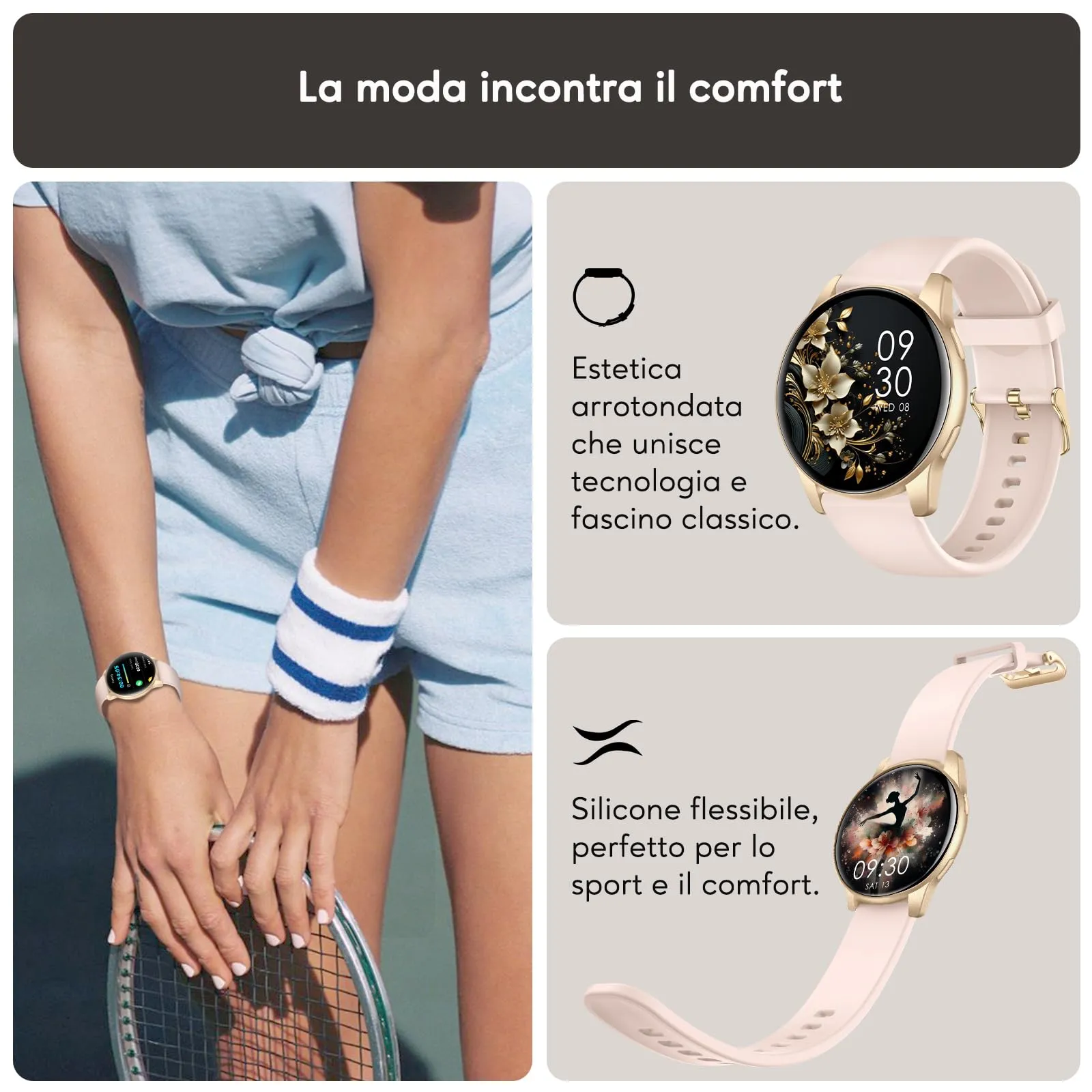 AcclaFit Smartwatch con Chiamate Bluetooth, Display 1.38", 147+ Modalità Sportive, Cardiofrequenzimetro, Sonno, IP68 Impermeabile, Compatibile con Android e iOS - immagine 2