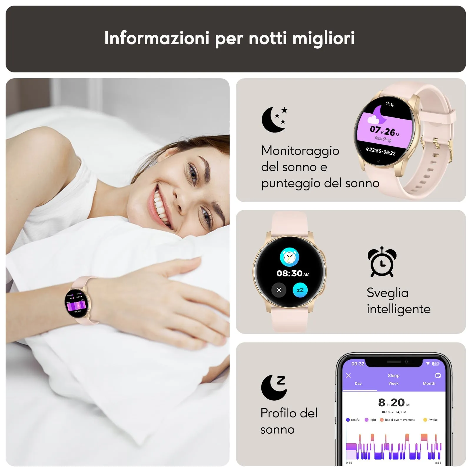 AcclaFit Smartwatch con Chiamate Bluetooth, Display 1.38", 147+ Modalità Sportive, Cardiofrequenzimetro, Sonno, IP68 Impermeabile, Compatibile con Android e iOS - immagine 4