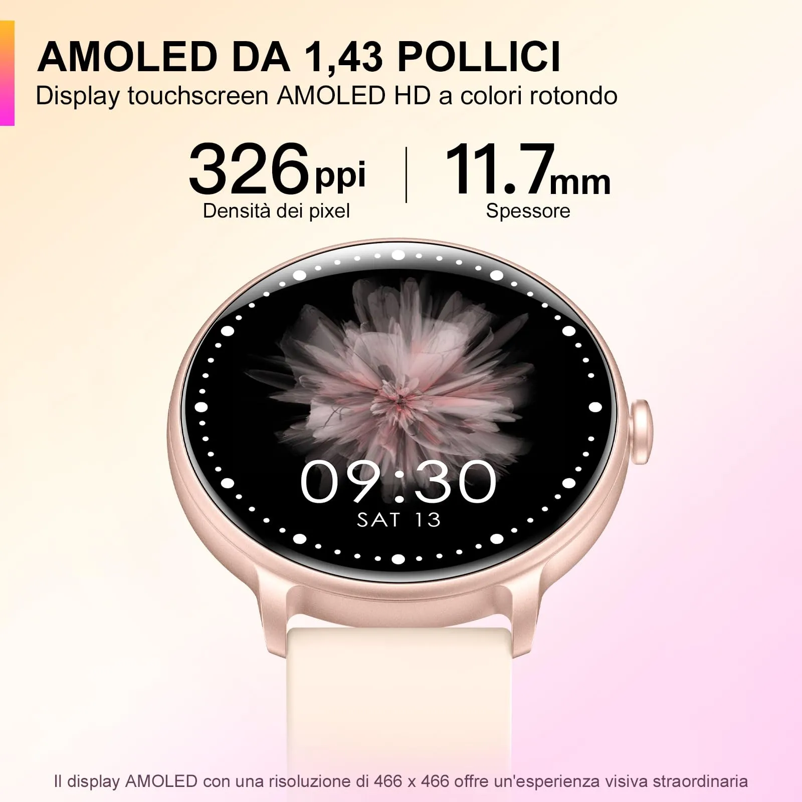 AcclaFit Smartwatch con Chiamate Bluetooth, 1.38", 147+ Modalità Sportive, Cardiofrequenzimetro, Sonno, IP68 Impermeabile, Compatibile con Android iOS - immagine 2