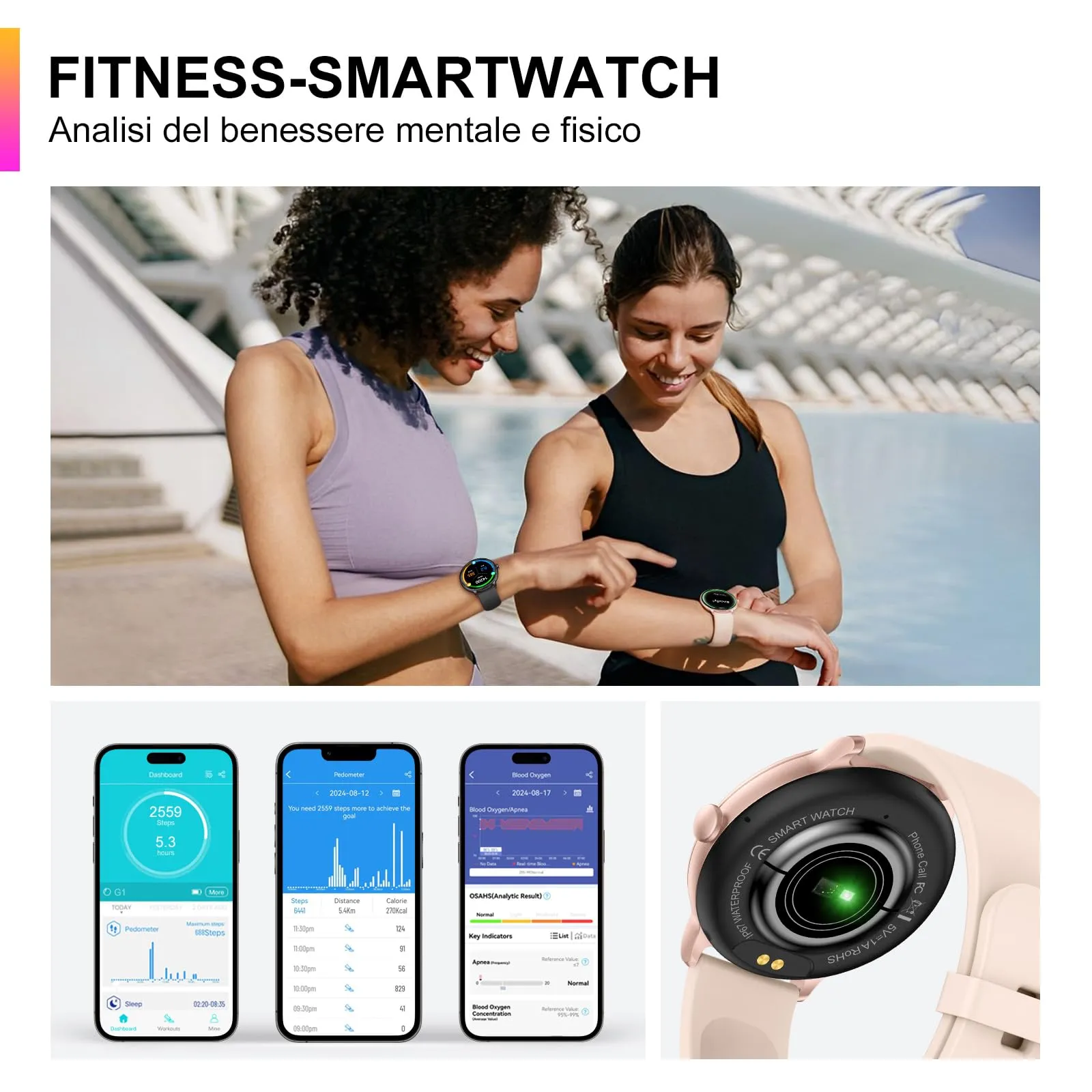 AcclaFit Smartwatch con Chiamate Bluetooth, 1.38", 147+ Modalità Sportive, Cardiofrequenzimetro, Sonno, IP68 Impermeabile, Compatibile con Android iOS - immagine 3