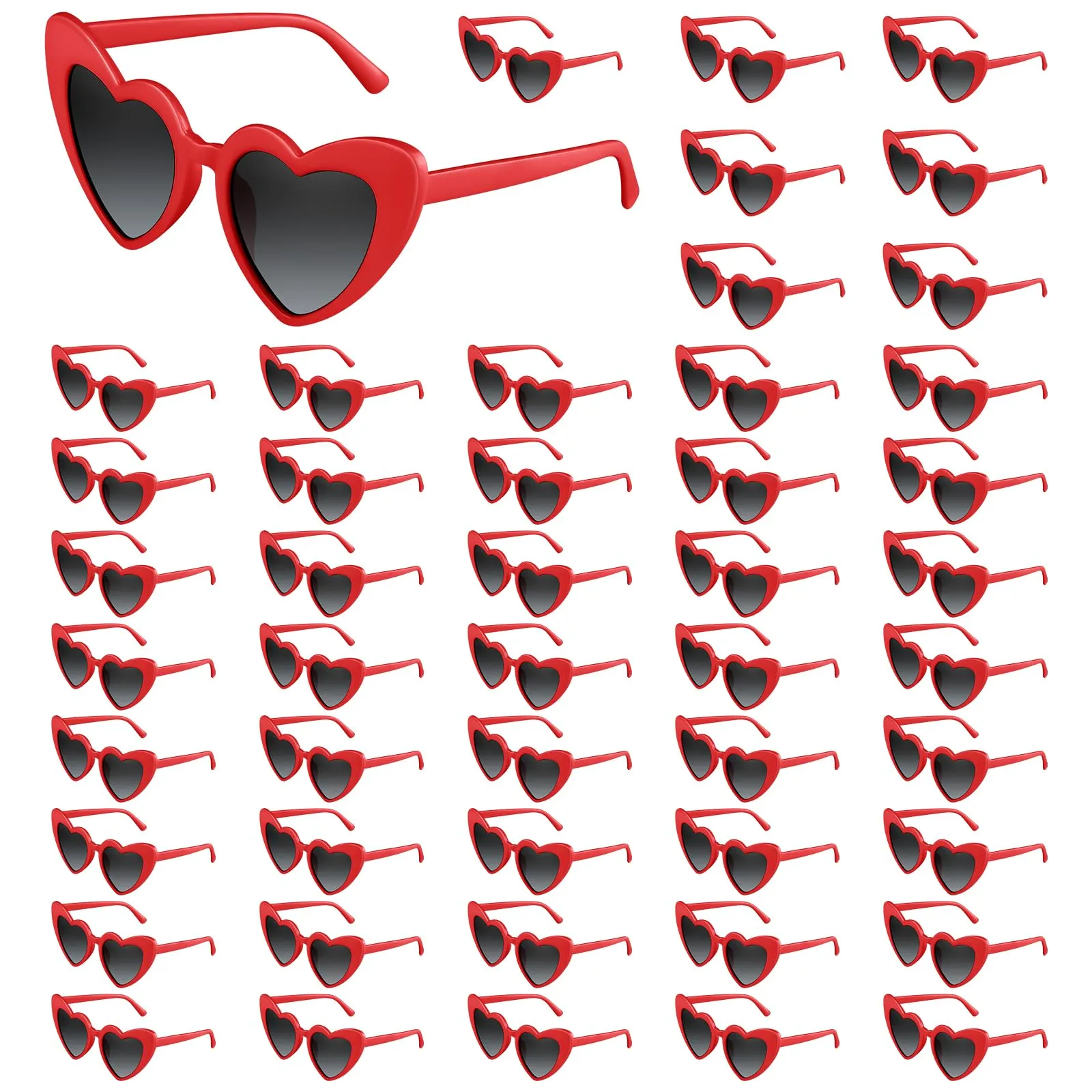BOUBONI Occhiali da sole a forma di cuore vintage, Rosso, confezione da 48 paia - immagine 1