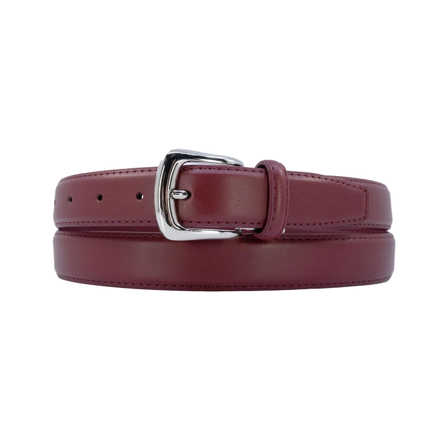 YEHMAN Cintura in pelle bovina, 3 cm x 120 cm, Fibbia argento, Bordeaux - immagine 2