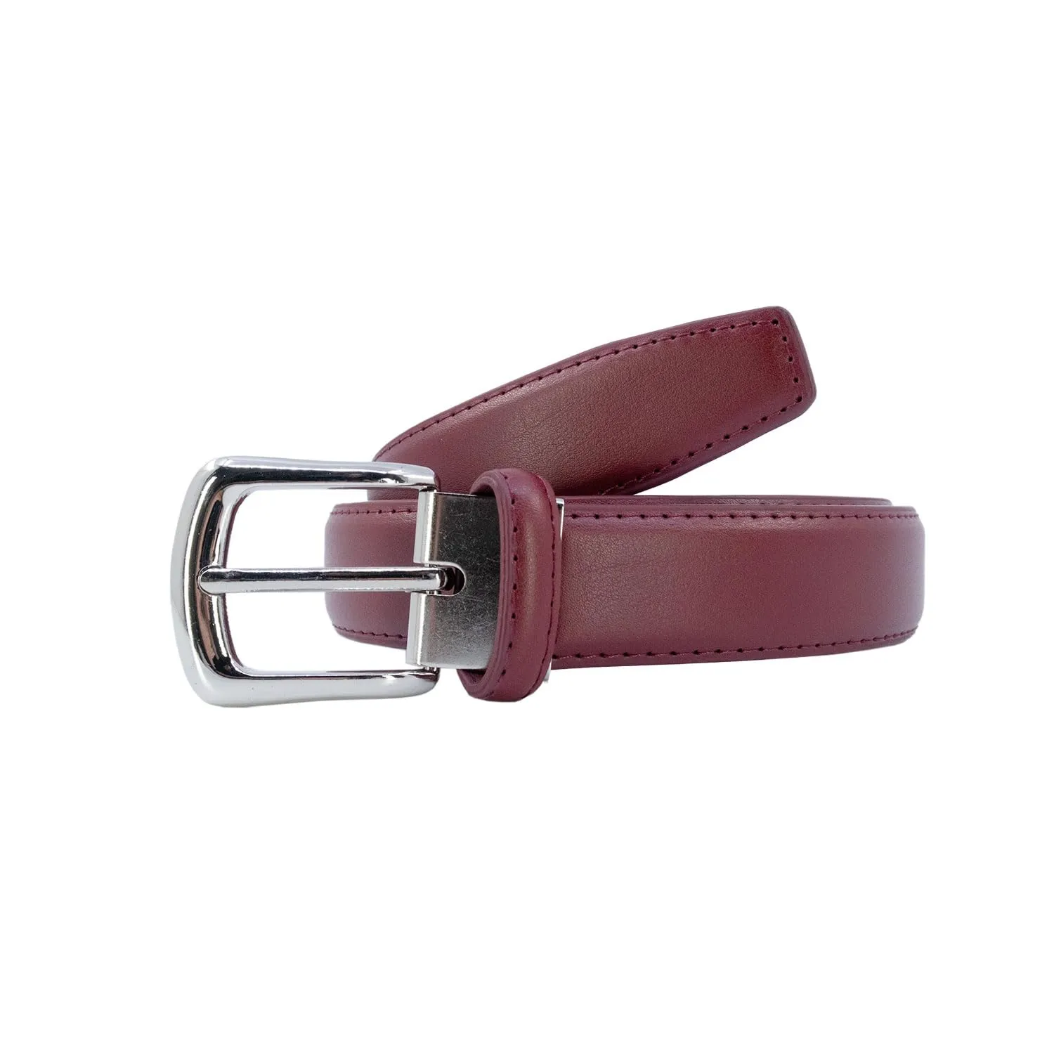 YEHMAN Cintura in pelle bovina, 3 cm x 120 cm, Fibbia argento, Bordeaux - immagine 3