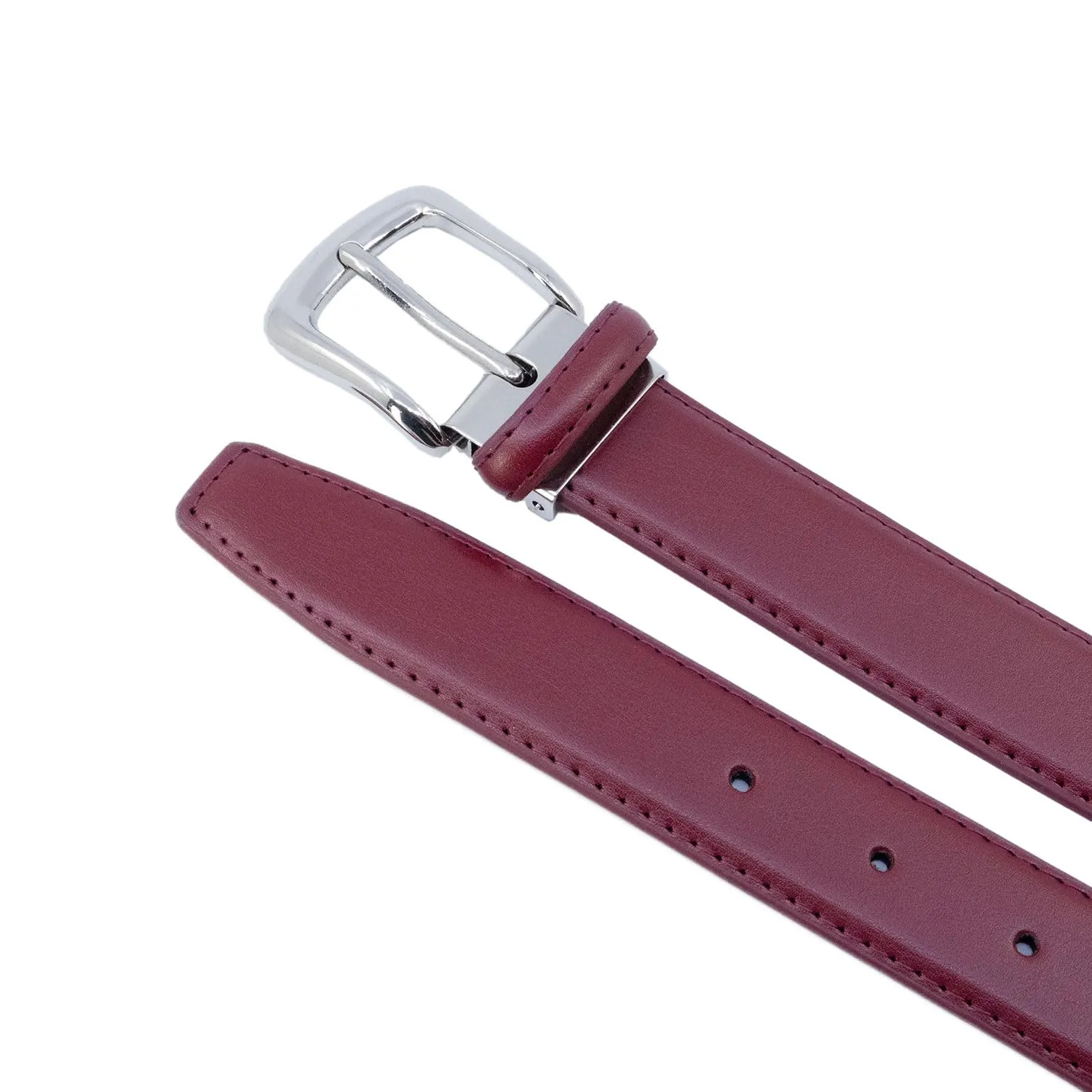 YEHMAN Cintura in pelle bovina, 3 cm x 120 cm, Fibbia argento, Bordeaux - immagine 4