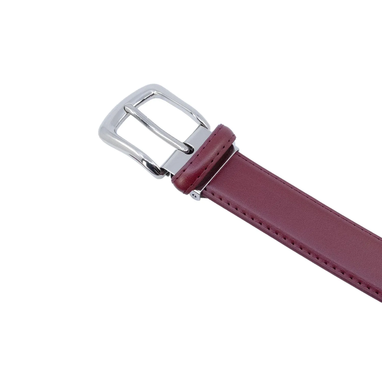 YEHMAN Cintura in pelle bovina, 3 cm x 120 cm, Fibbia argento, Bordeaux - immagine 5