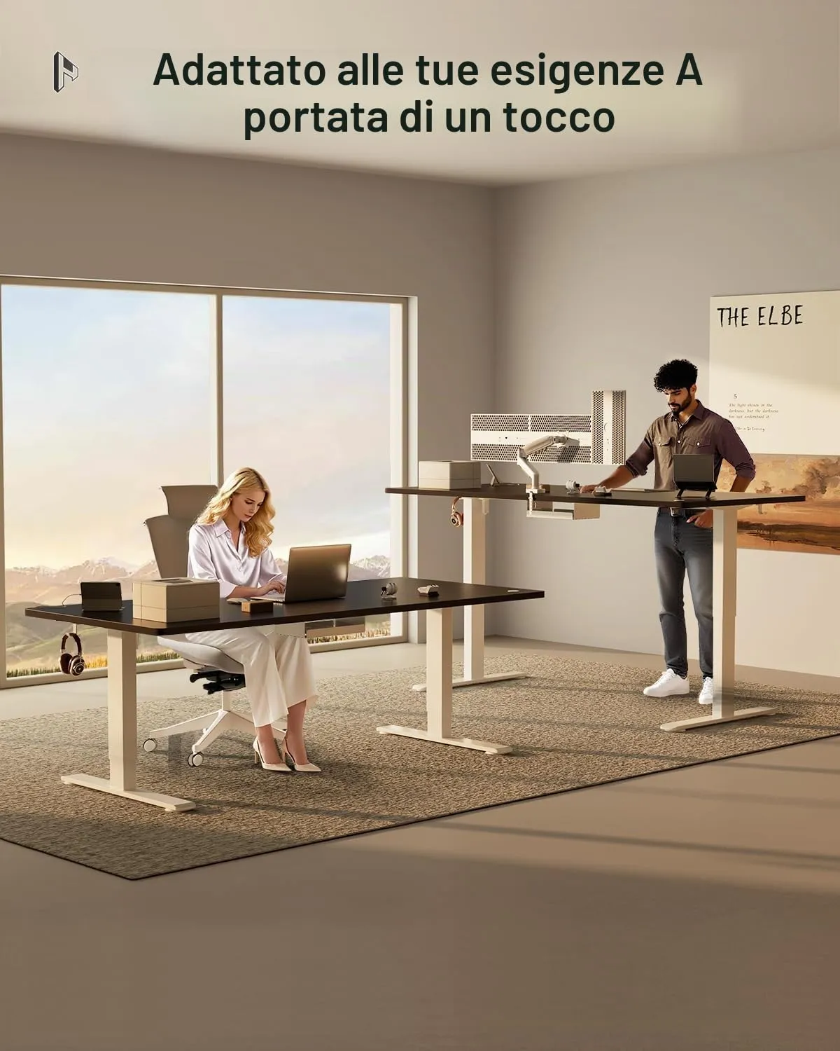 Homall Scrivania Elettrica Regolabile per Ufficio, 180x80 cm, con USB, Nero Bianco - immagine 7