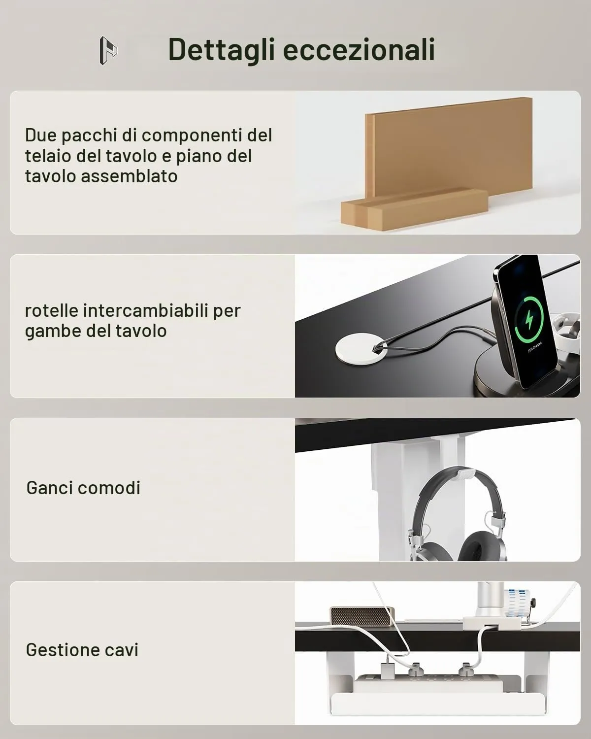 Homall Scrivania Elettrica Regolabile per Ufficio, 180x80 cm, con USB, Nero Bianco - immagine 9