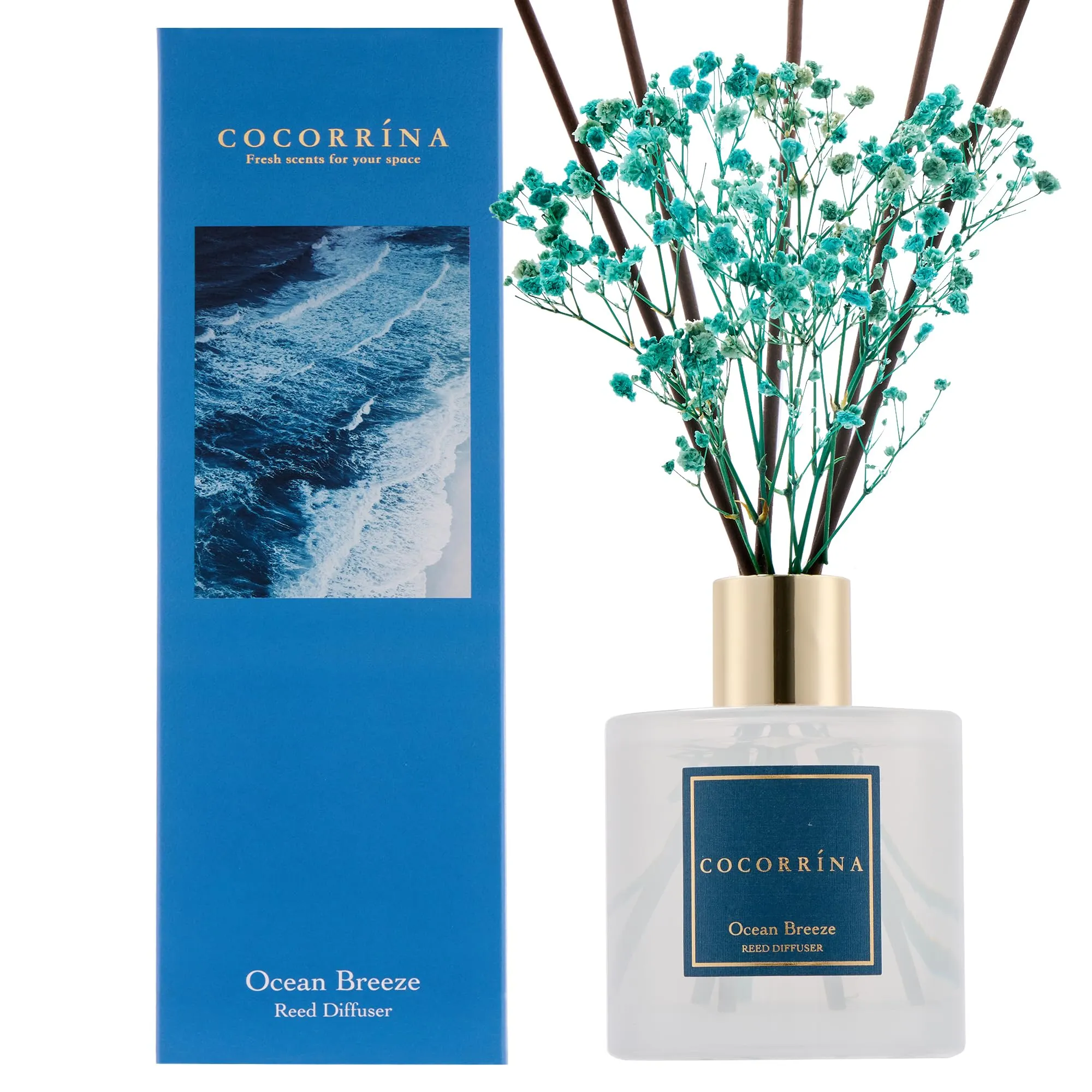 COCORRÍNA Diffusore Profumo Ambiente Ocean Breeze, 200ml con 8 Bastoncini - immagine 1