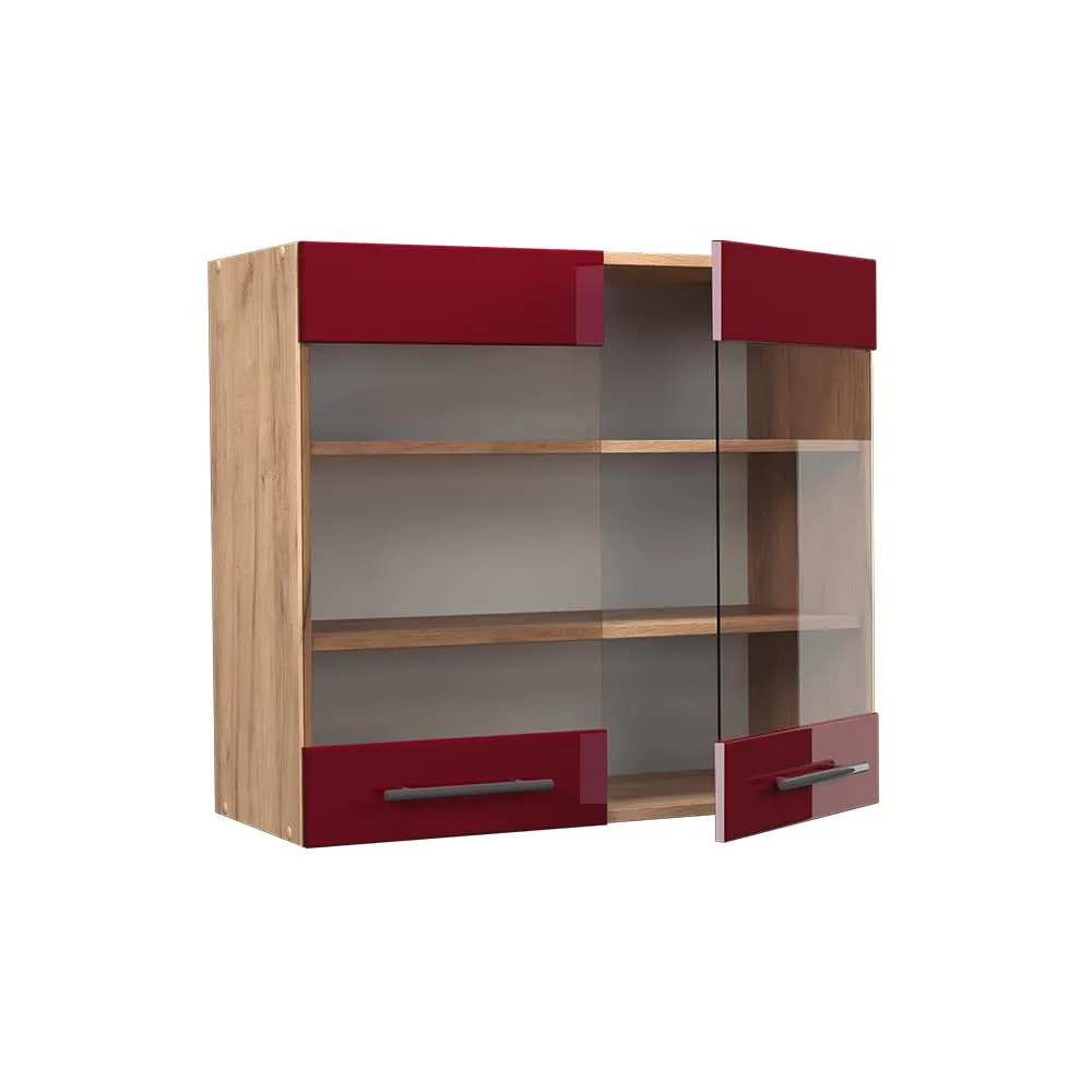 Vicco Fame-Line Mobile da Cucina in Vetro, Bordeaux Lucido, 80 cm - immagine 4