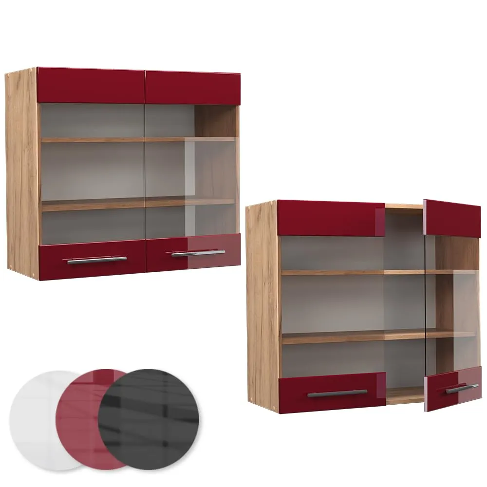 Vicco Fame-Line Mobile da Cucina in Vetro, Bordeaux Lucido, 80 cm - immagine 5