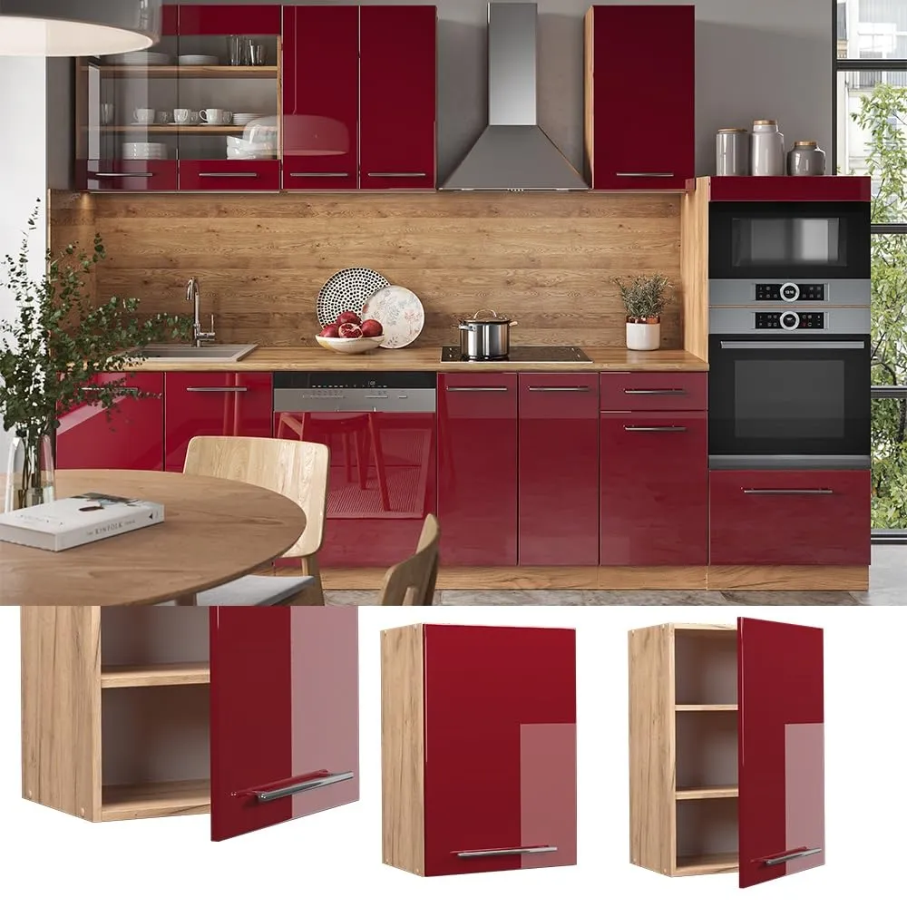 Vicco Pensile da Cucina Fame-Line, Bordeaux Lucido, 50 cm - immagine 2