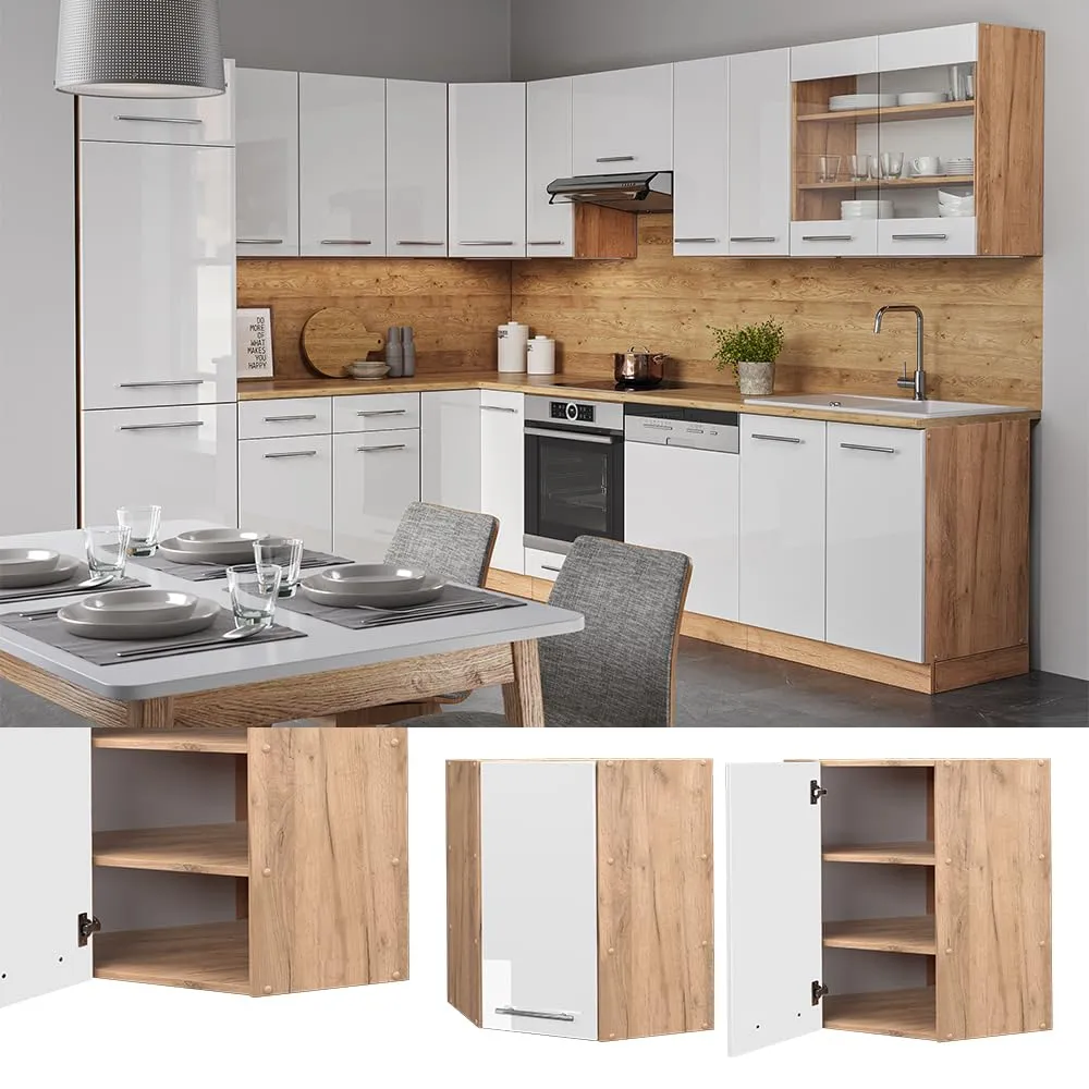 Vicco Mobile Angolare da Cucina Fame-Line, Bianco Lucido, 57 cm - immagine 3