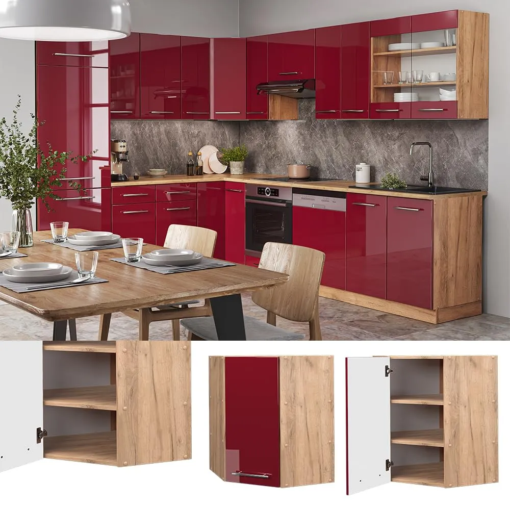 Vicco Mobile angolare da cucina Fame-Line, Bordeaux lucido, 57 cm - immagine 2