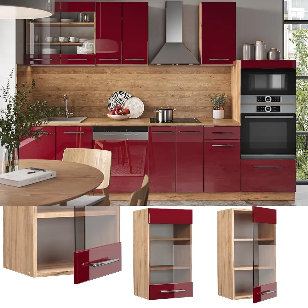 Vicco Mobile da cucina in vetro Fame-Line, Bordeaux lucido, 40 cm - immagine 3