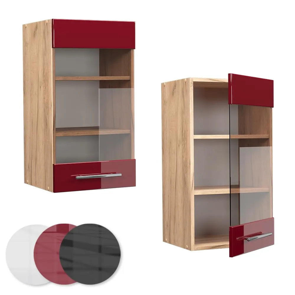 Vicco Mobile da cucina in vetro Fame-Line, Bordeaux lucido, 40 cm - immagine 5