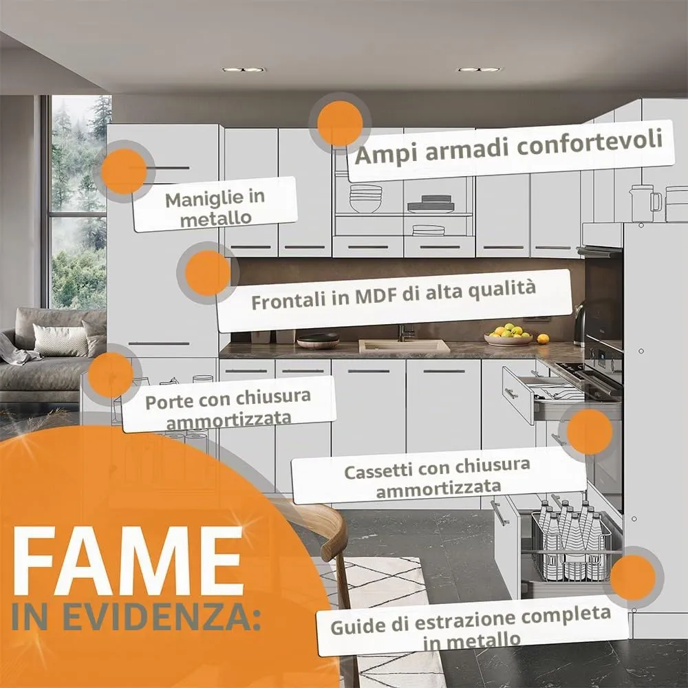 Vicco Pensile da Cucina Fame-Line, Bordeaux Lucido, 60 cm - immagine 6