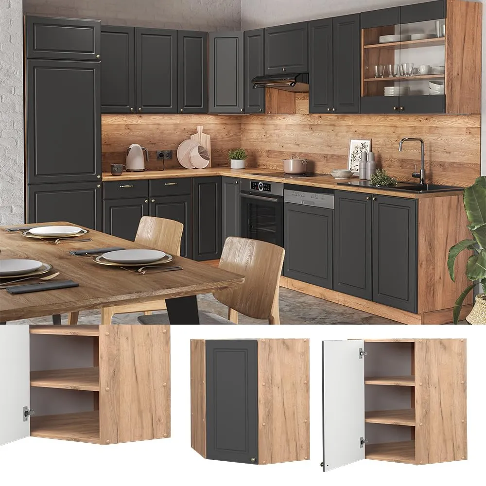 Vicco Fame-Line Mobile Angolare da Cucina, Antracite-Oro, 57 cm - immagine 2