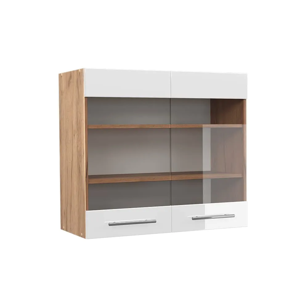 Vicco Fame-Line Mobile da cucina in vetro, Bianco lucido, 80 cm - immagine 1
