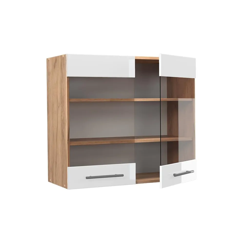 Vicco Fame-Line Mobile da cucina in vetro, Bianco lucido, 80 cm - immagine 4