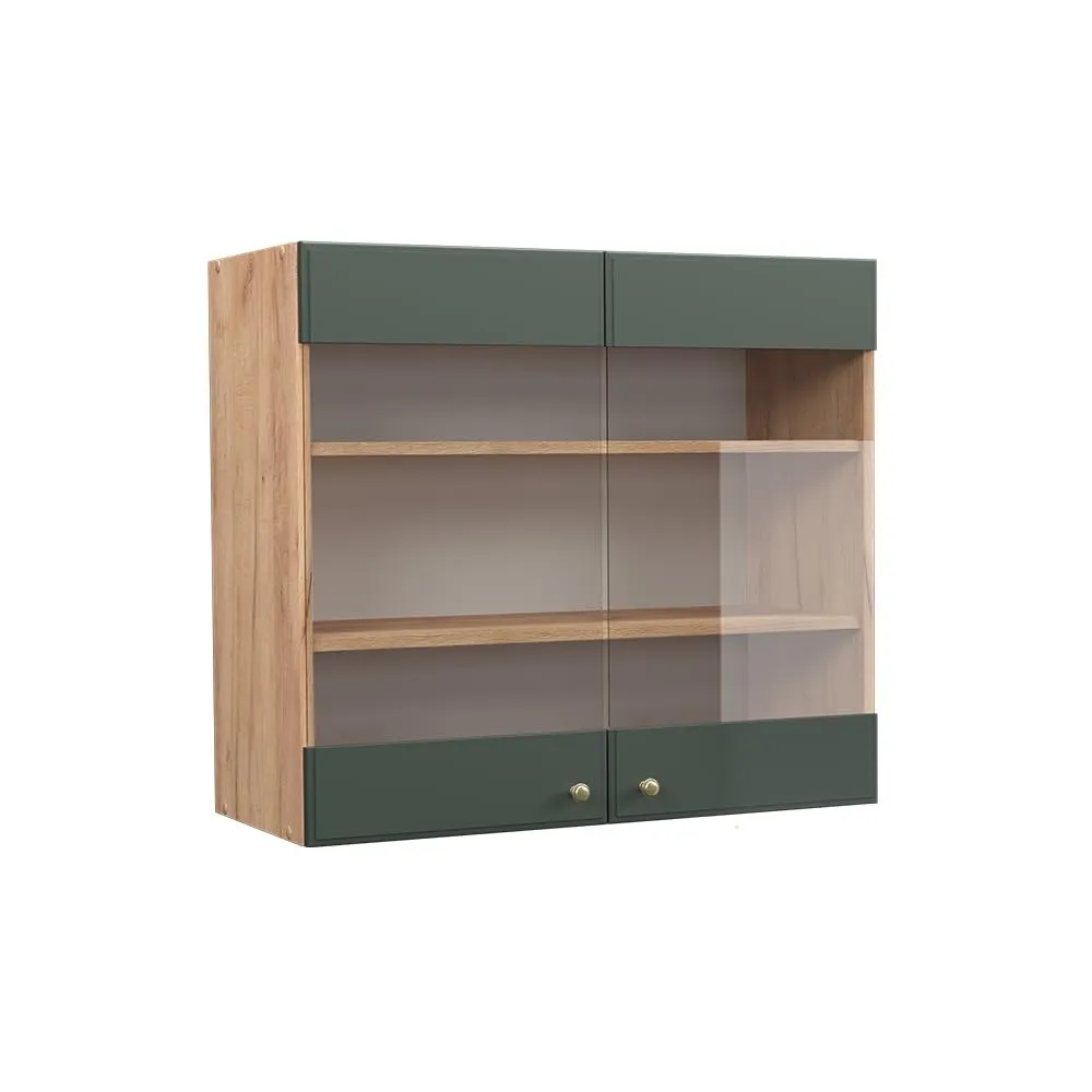 Vicco Fame-Line Mobile da cucina in vetro, Verde-oro country, 80 cm - immagine 1