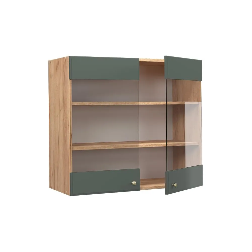 Vicco Fame-Line Mobile da cucina in vetro, Verde-oro country, 80 cm - immagine 4