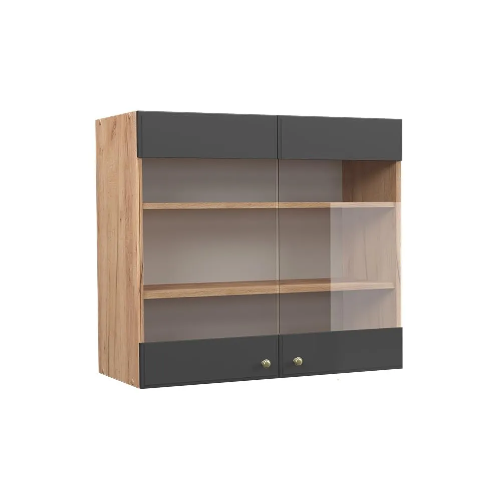 Vicco Mobile da cucina in vetro Fame-Line, Antracite-oro, 80 cm - immagine 1