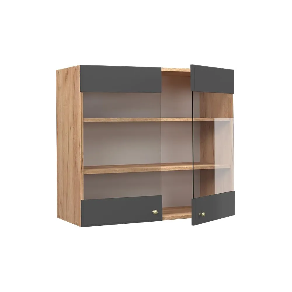 Vicco Mobile da cucina in vetro Fame-Line, Antracite-oro, 80 cm - immagine 4