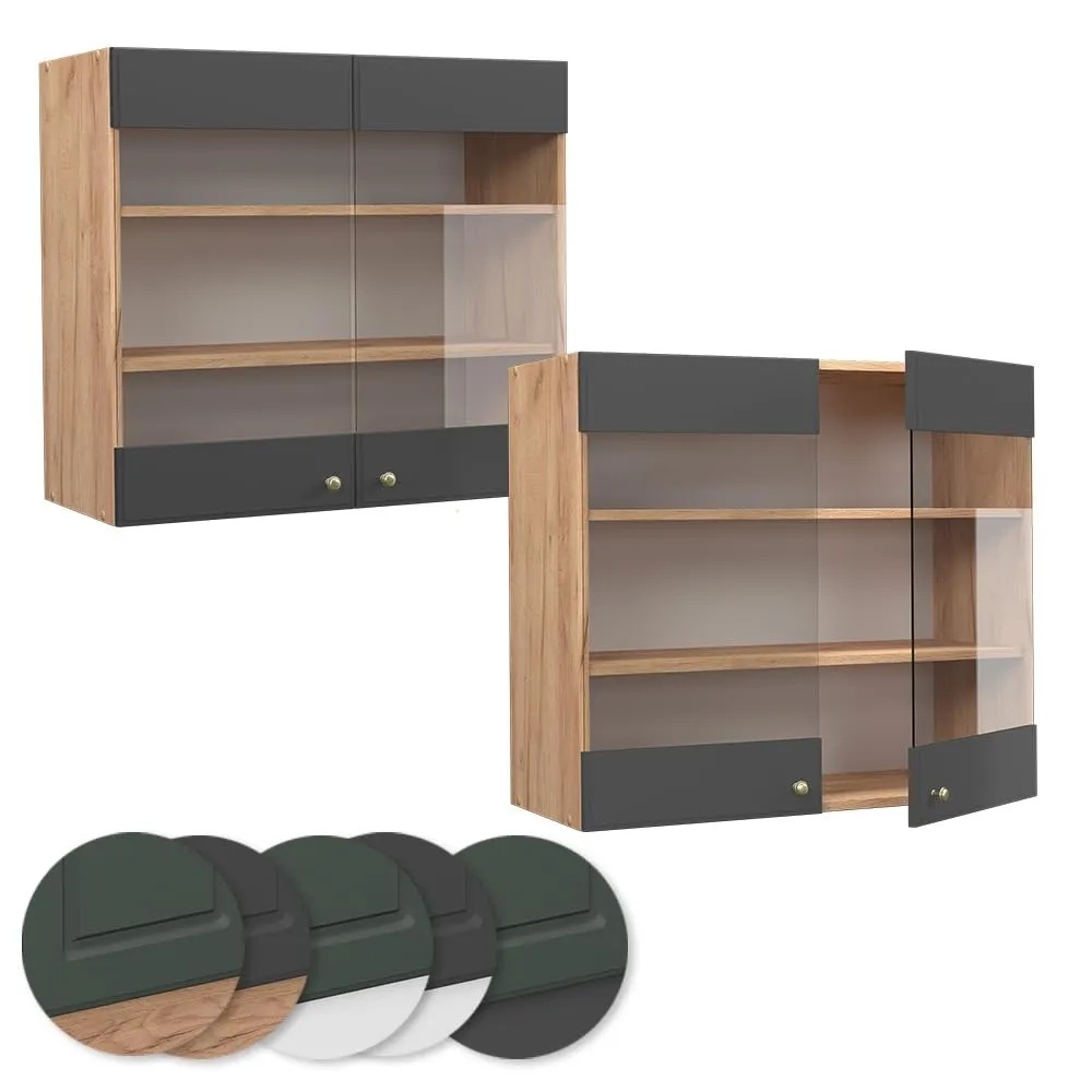 Vicco Mobile da cucina in vetro Fame-Line, Antracite-oro, 80 cm - immagine 5