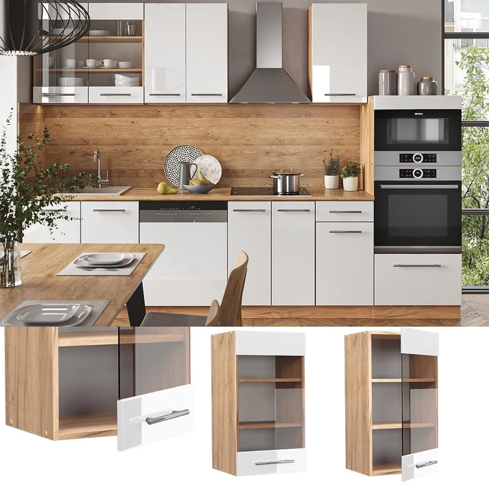 Vicco Mobile da cucina in vetro Fame-Line, Bianco lucido, 40 cm - immagine 2
