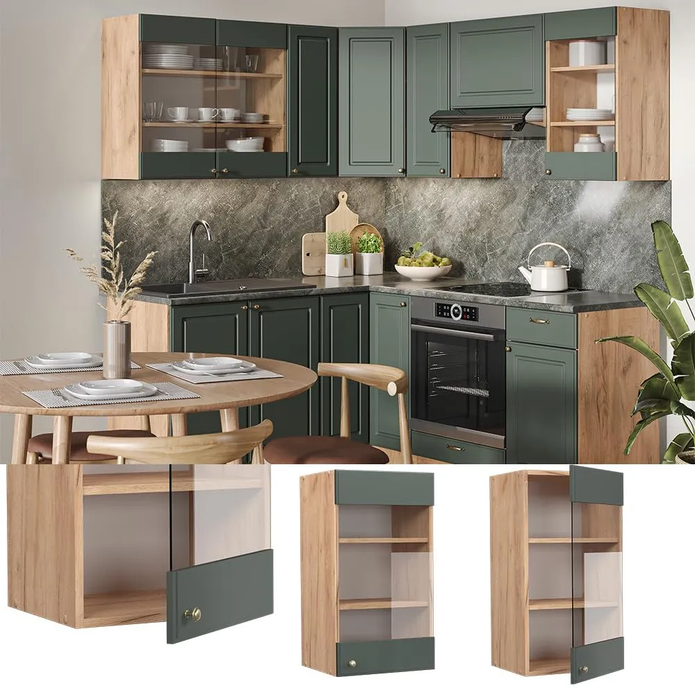 Vicco Fame-Line Mobile da cucina in vetro, Verde-oro country, 40 cm - immagine 2