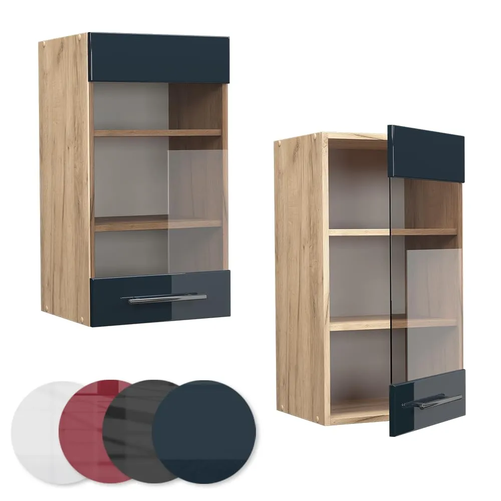 Vicco Fame-Line Mobile da cucina in vetro, Blu scuro lucido, 40 cm - immagine 5