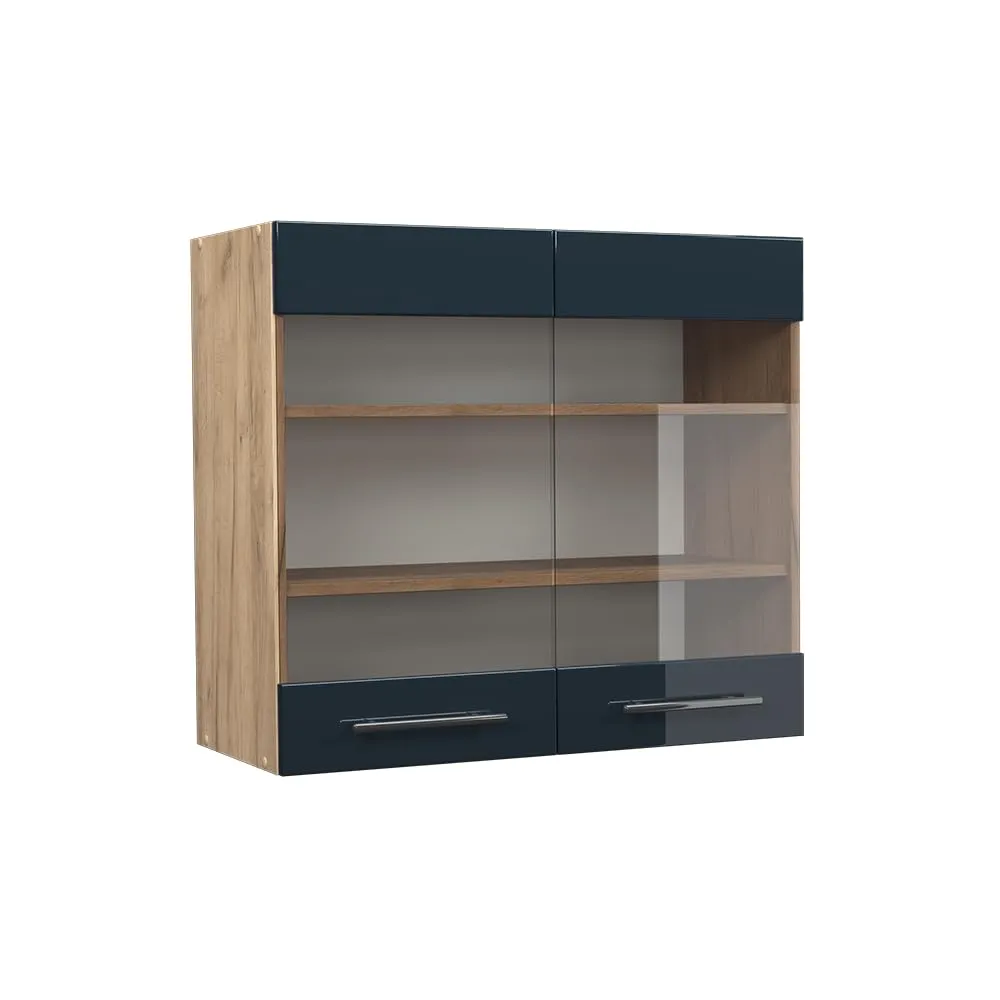 Vicco Fame-Line Mobile da cucina in vetro, Blu scuro lucido, 80 cm - immagine 1