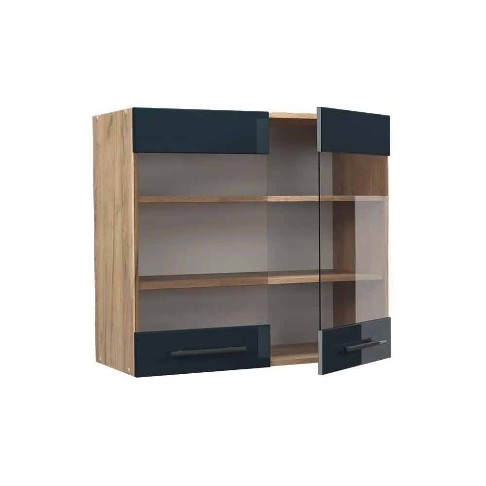 Vicco Fame-Line Mobile da cucina in vetro, Blu scuro lucido, 80 cm - immagine 4