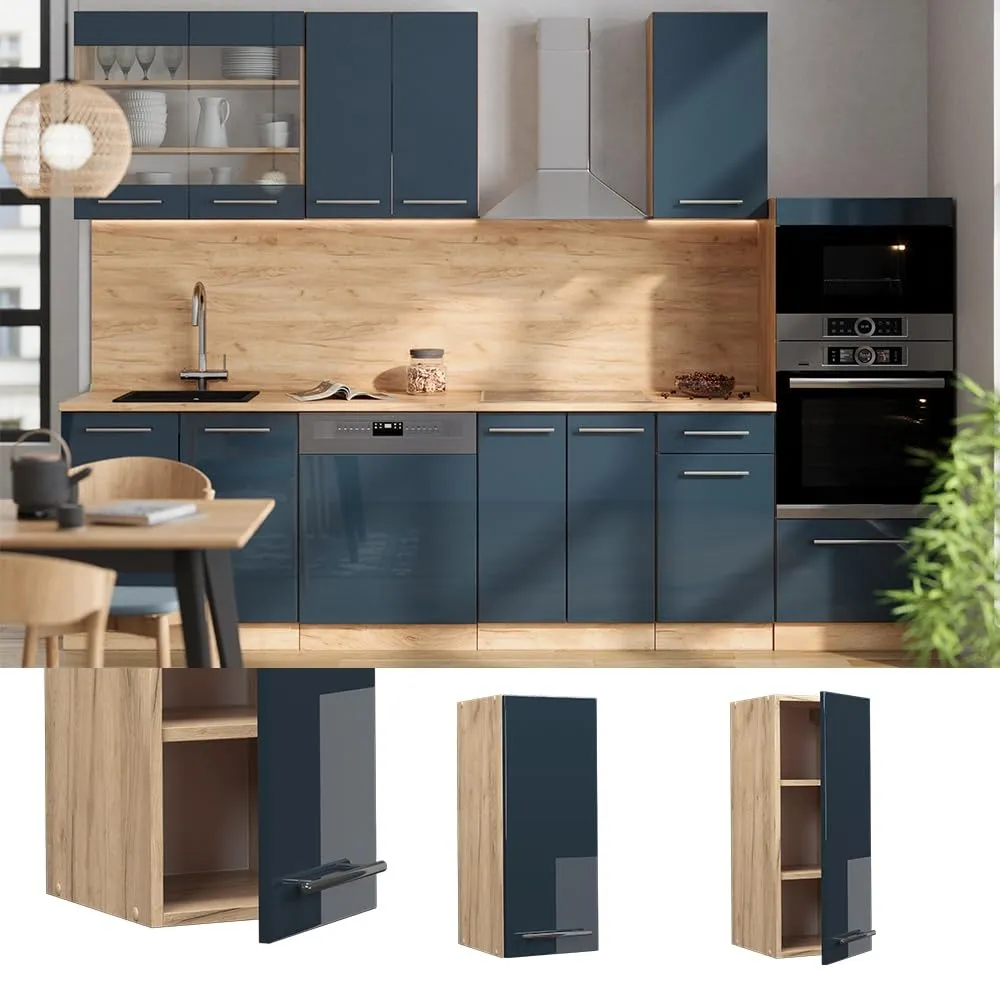 Vicco Pensile da cucina Fame-Line, Blu scuro lucido, 30 cm - immagine 2