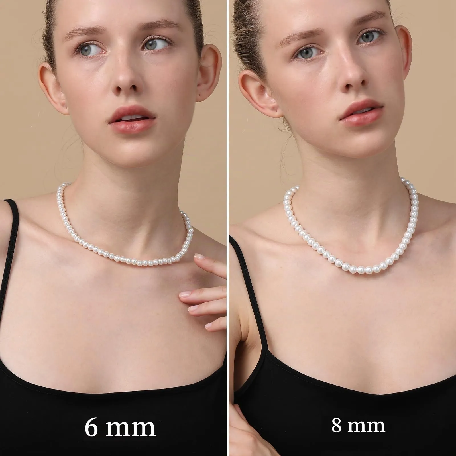 Halora Collana di Perle Bianche per Uomo, 6 mm, 55 cm - immagine 7