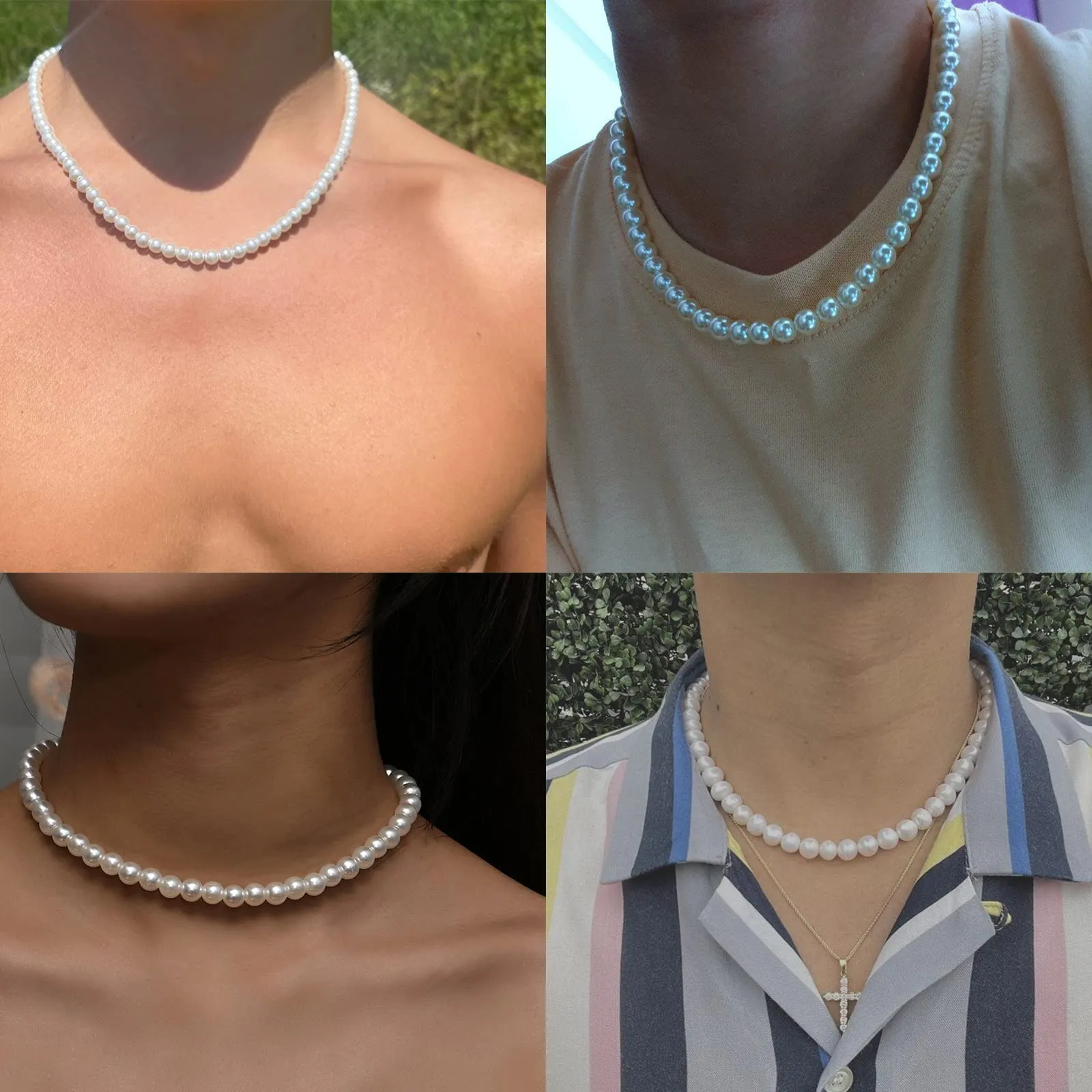 Halora Pearl Choker Necklace, 8mm White Pearls, 55cm - immagine 3