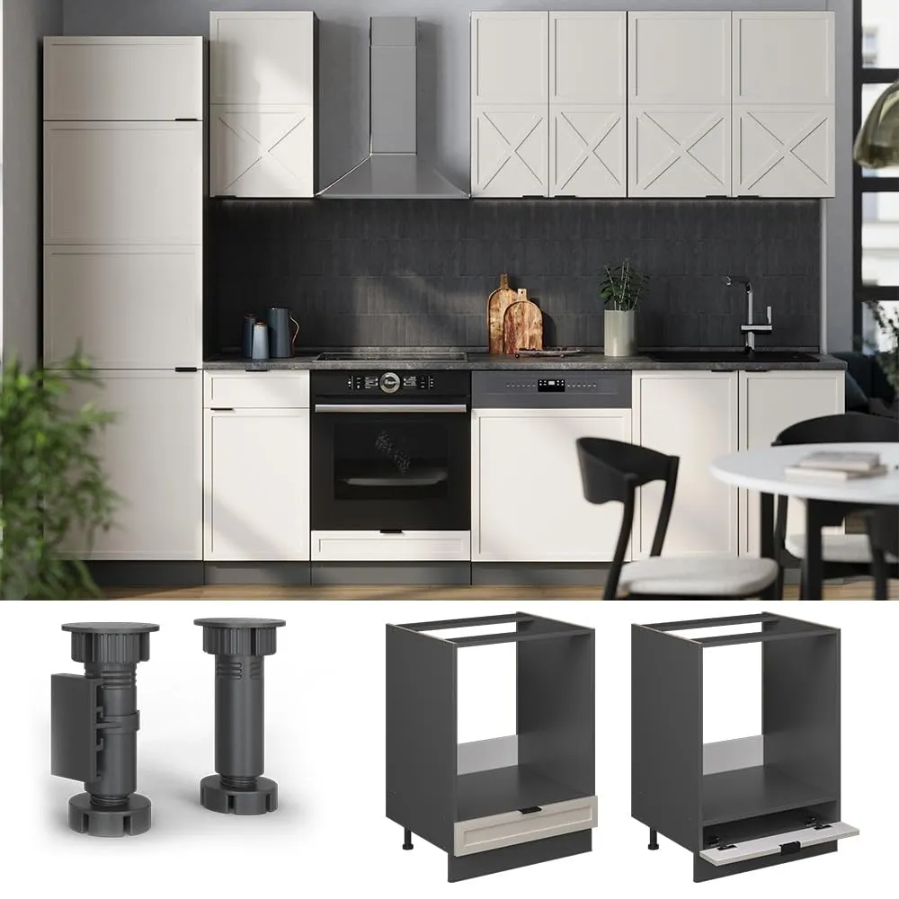 Vicco Mobile per forno da incasso Fame-Line, GrigioBeige, 60 cm - immagine 5