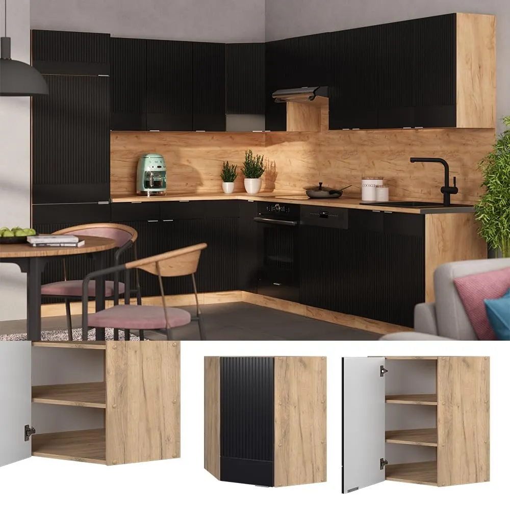 Vicco Mobile angolare da cucina Fame-Line, Nero rigato, 57 cm - immagine 2