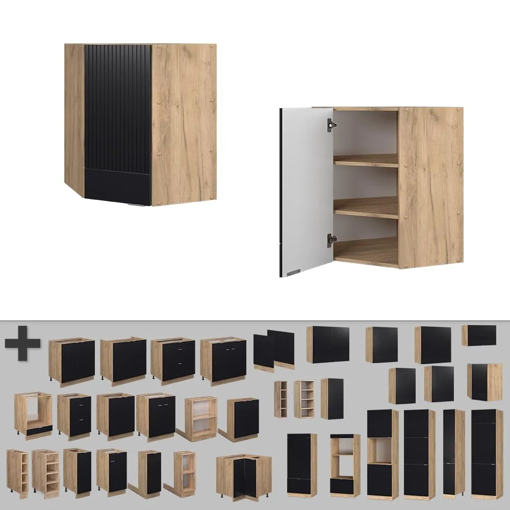 Vicco Mobile angolare da cucina Fame-Line, Nero rigato, 57 cm - immagine 5