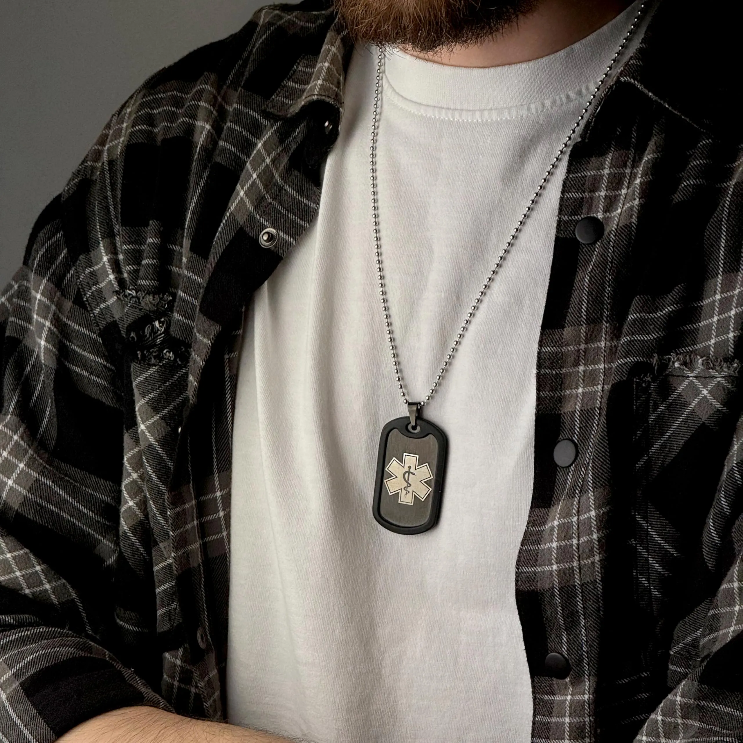 Generisch Dog Tag Personalizzato in Acciaio Inox 316L con Incisione Laser, Nero - immagine 4