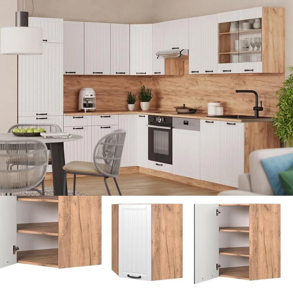 Vicco Fame-Line Mobile Angolare da Cucina, Bianco Country, 57 cm - immagine 2