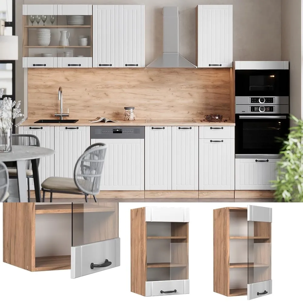 Vicco Fame-Line Mobile da cucina in vetro, Bianco country, 40 cm - immagine 2