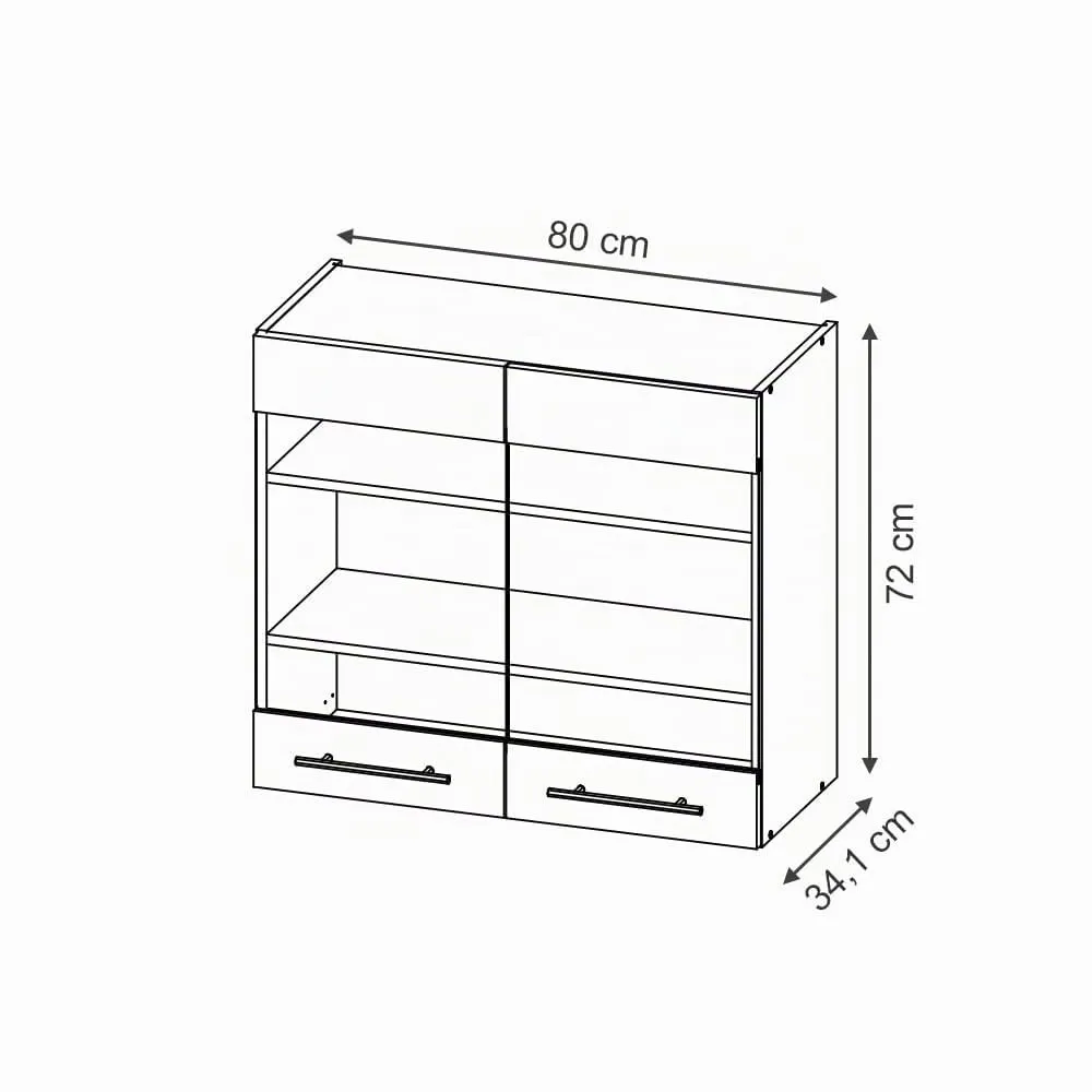 Vicco Mobile da cucina in vetro Fame-Line, Bianco Country, 80 cm - immagine 3