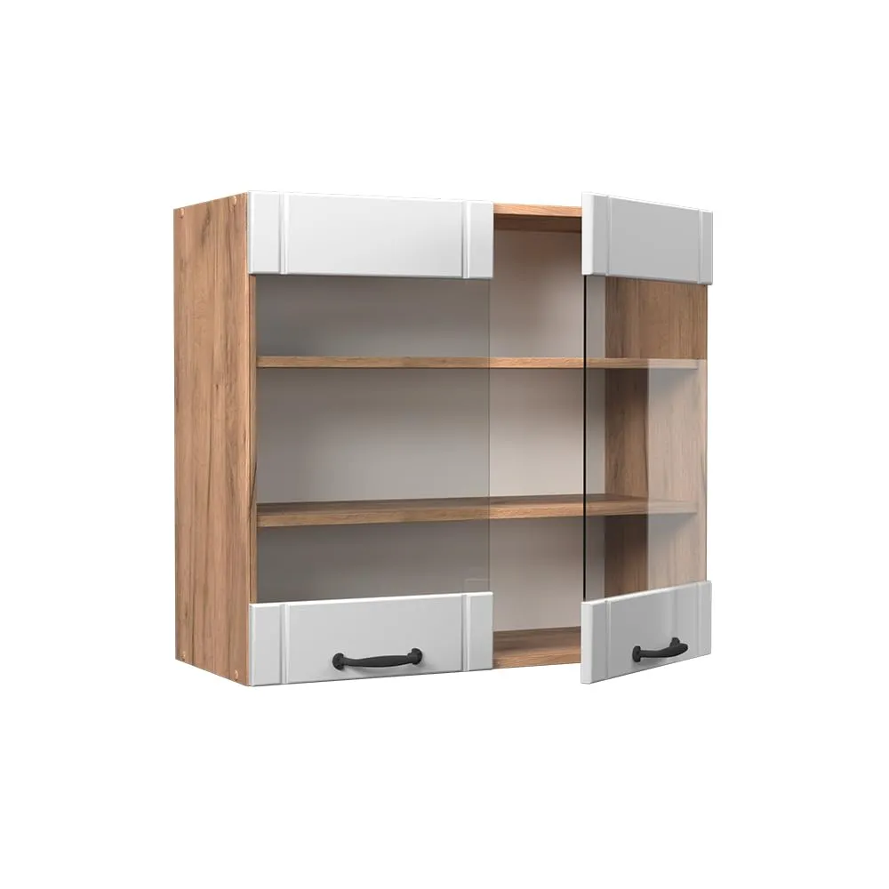 Vicco Mobile da cucina in vetro Fame-Line, Bianco Country, 80 cm - immagine 4