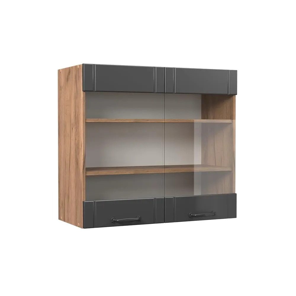Vicco Mobile da cucina in vetro Fame-Line, Grigio scuro, 80 cm - immagine 1